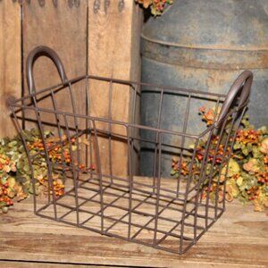 Rustic Wrought Iron Farmhouse Basket